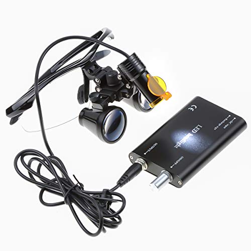 3.5X Binocular Loupes Magnifying Glasses + 5W Magnifying Lamp Led Headlamp With Filter Aluminum Box Black #TOP2