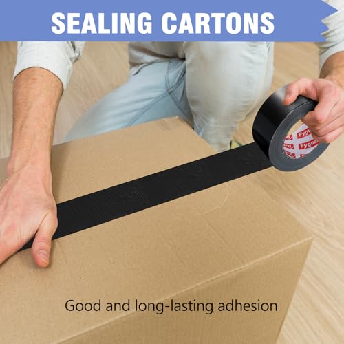 Fyguard 3er Rolle Panzertape, 48mm x 40m Gewebeband Schwarz 210μ Panzerband Wasserdichtes Reparaturband Gewebeverstärktes Duct Tape für Innen Außen Reparieren Befestigen Verstärken