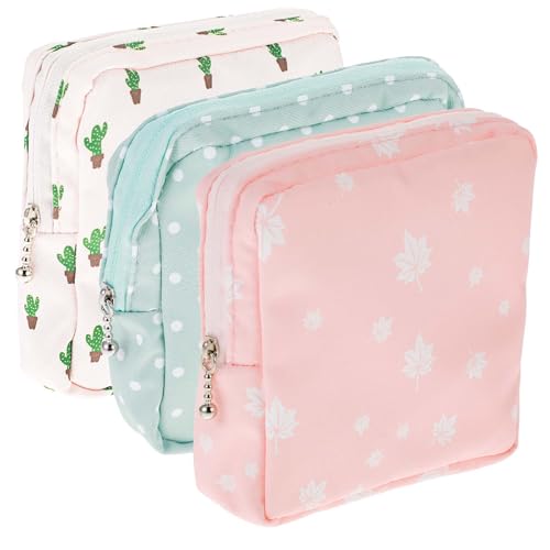 3 PCS Sanitary Pad Storage Bag Portable Period Bag for Teen Pads/Sanitary Napkins/Tampons, Sanitary Napkin Storage Bag First Period Gifts for School, Daily Hygiene Bag Travel Containers