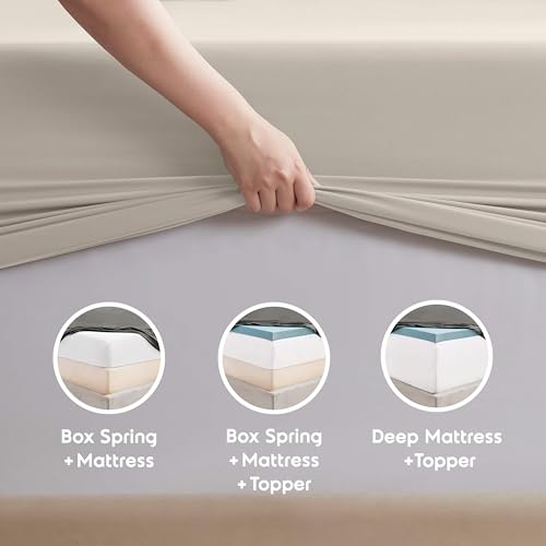 Image of Nestl Full XL Bed Sheet Set - Linen - 4-Piece Deep Pocket | Instantly Soft, Night-One Ready (No Wash Required). Fits 16-Inch Deep Pockets, 360-Degree Elastic Grip