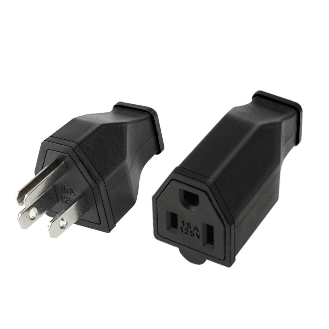 2 Pack Nema 5-15P Male 15A 125V 3-Prong House Hold Male Rewirable Plug. DIY Plug .Extension Cord Ends 125V 15A Male Straight Blade Plug Replacement Electrical Plugs End (5-15P Plug 2 pcs)