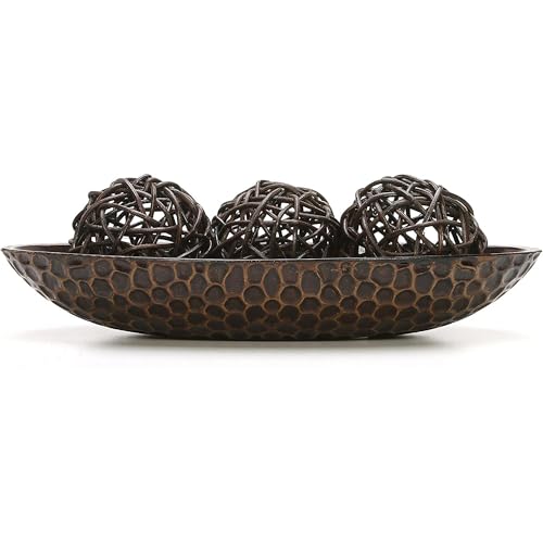Hosley Honeycomb Wood Decor Bowl 14.3-Inch-Long Rustic Decorative Centerpiece for Dry Potpourri & Orbs, Elegant Home & Office Decor, Ideal Gift for Weddings, Spas & Reiki