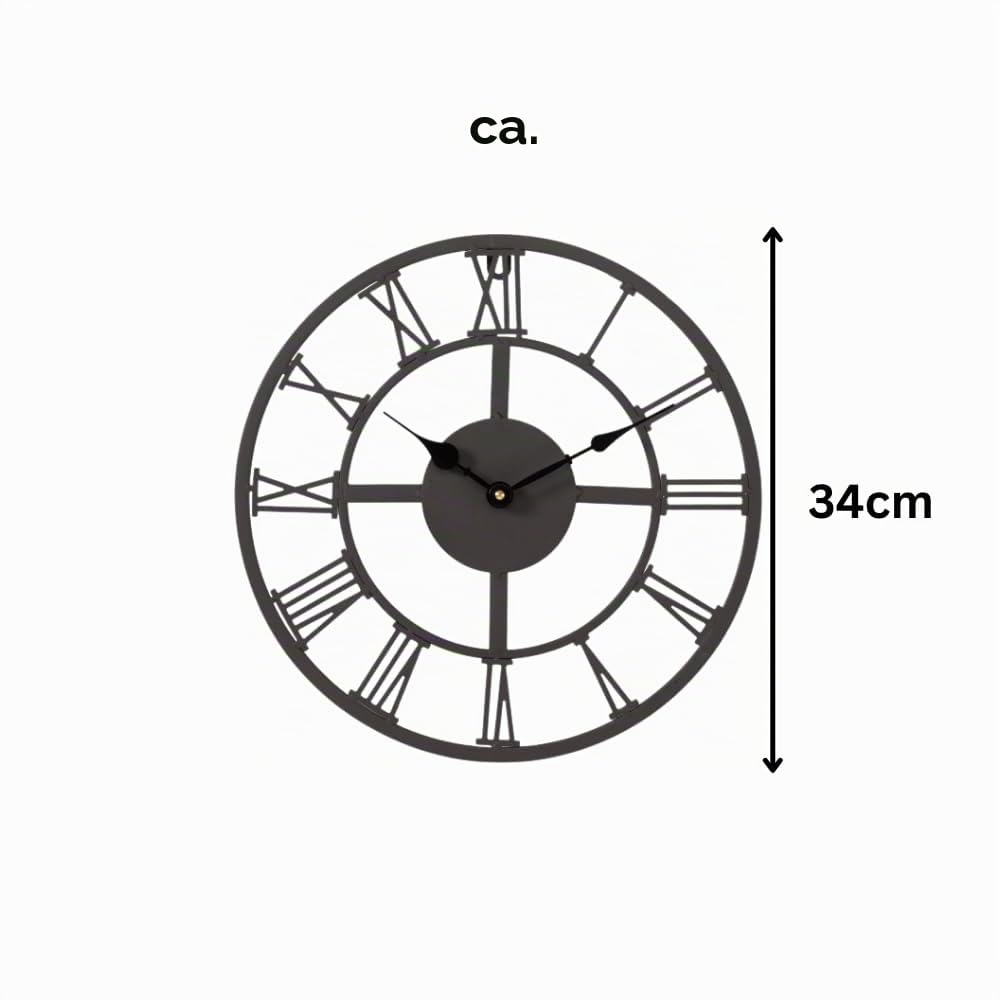Garden Mile 35 cm Skelett-Wanduhr für drinnen und draußen, langlebig, groß, rund, wetterfest, für den Außenbereich, Wandschmuck für den Garten, Uhren für die Küche