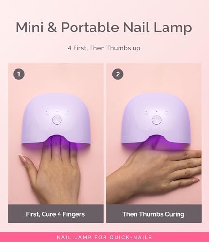 Image of MelodySusie Mini Cordless UV Nail Lamp, P-ART06G Rechargeable Portable LED UV Light with Smart Sensor, 4-Finger Curing for All Soft Gels, Especially Half-Cured Gel, Base Coat & Top Coat, Purple