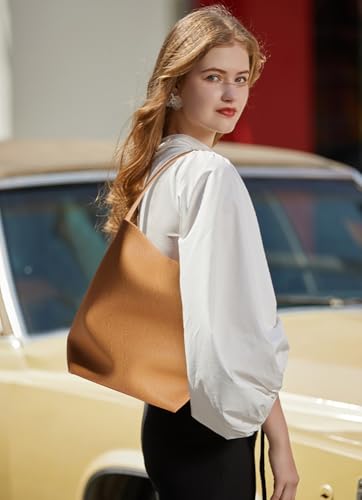 Genuine Leather Shoulder Bags for Women Ladies Large Bucket Tote Purse Handbags Trendy Soft Working Satchel2