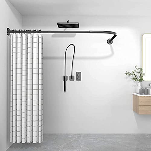 Tringle rideau douche télescopique en L pour stopper les fuites d'eau sans percer