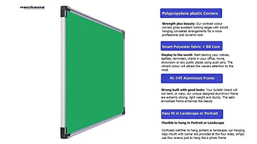 Image of Nechams Fabric Notice Board /Pin-up Board /Bulletin Board /Soft Board for Office, School and Home - Hexa-Lite Series (Green, 1.5ft x 2ft /45x60cm) (Pack of 4)