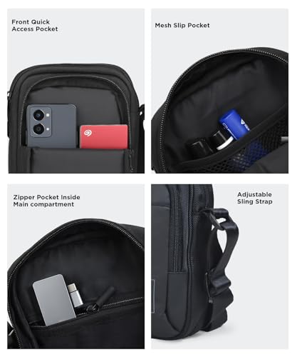 Image of COUNSELOR Sling Bag for Men and Women, Polyester Crossbody Bag, Adjustable Strap, Zipper Closure, Multiple Compartments, Lightweight Stylish Mini Side Bag for Daily Use, Travel & Commute LUNO