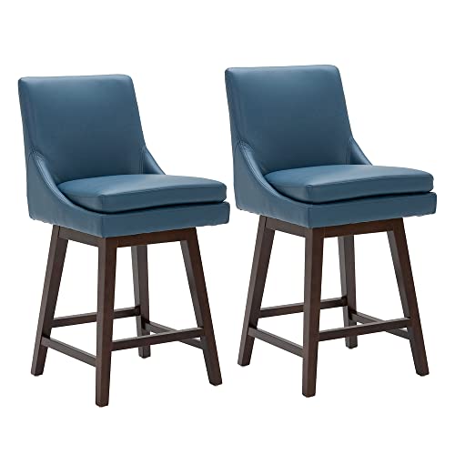 CHITA-Counter-Height-Swivel-Barstool-with-Back-Set-of-2-FSC-Certified-Upholstered-Faux-Leather-Swivel-Bar-Stool-268-H-Seat-Height-PU-Leather-in-Dark-Blue CHITA Counter Height Swivel Barstool with Back Set of 2 FSC Certified Upholstered Faux Leather Swivel Bar Stool 268 H Seat Height PU Leather in Dark Blue