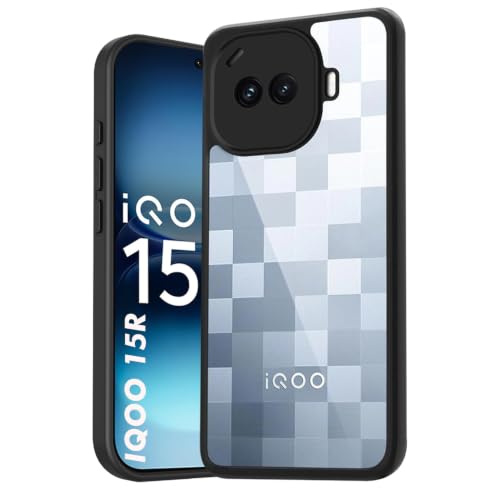 Image of VONZEE Clear Back Case Cover for IQOO 15R 5G | Shockproof Design | Hard Back Cover Case for IQOO 15R 5G (PC & TPU, Black)