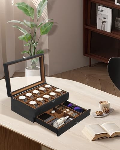 Caja para relojes de madera Uten evita arañazos con forro marrón 5