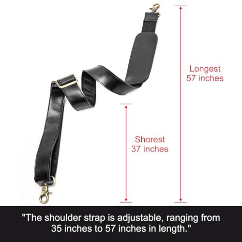 Image of Full Grain Leather Bag Strap Replacement - Adjustable Shoulder Strap for Messenger Briefcase Duffle Crossbody Bags