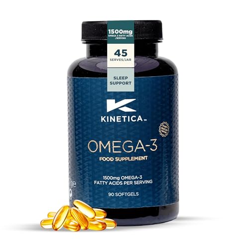 Kinetica Sports Omega-3 Fish Oil Capsule | 45 Servings, 90 Softgel Tablets | 1500mg Omega-3 Fatty Acids (1000mg EPA + 500mg DHA)/Serve| High Strength Omega 3 Supplement| WADA & Informed Sport Approved