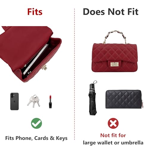 Image of M-ioi-M Small Quilted Crossbody Bags for Women,Leather Shoulder Bag with Gold Chain Strap,Metal Top Handle Flap Evening Purse
