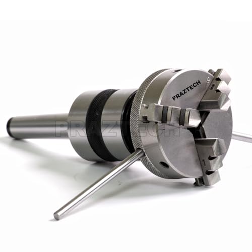 PRAZTECH® Lathe Revolving Center with 65mm Self Centering 3 Jaw Chuck | Morse Taper Shank | Multi Bearing High Precision | Lathe Tailstock (MT2 Shank : Morse Taper 2)