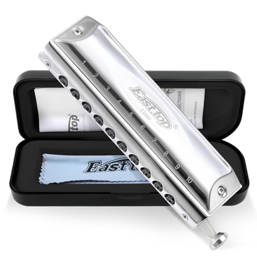 East Top Chromatische Mundharmonika C Key 10 Holes 40 Tunes Professionelle Musikinstrument für professionelle Spieler, Anfänger, Studenten, Erwachsene,als Geschenk