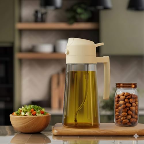Image of Clazkit 2-in-1 Oil Dispenser & Sprayer for Kitchen, 500ml Food-Grade Plastic Oil Bottle with Non-Drip Spout, Ergonomic Grip, Leak-Proof Lid, Easy Refill Wide Mouth, Lightweight