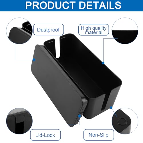 ZOFUN 3 Stück Kabelbox Kabelmanagement Box, 3-Size-Kabel-Hider-Box Kabel-Organizer-Box, Kabelkasten zum Verstauen von Steckdosenleisten Ladeadaptern Kabel Verstecken Schutz Sicherheit (schwarz)