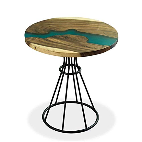 QRFDIAN Muebles de Mesa de café patrón río Sala de Estar epoxi Escritorio Mesa de melocotón Negro Mesa de café de Metal Sala de Mesa Redonda Lateral Mesas Nido