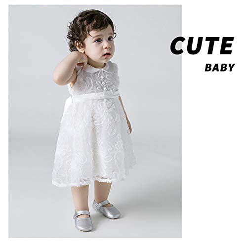 Felix & Flora Infant Baby Girl Shoes Soft Sole Toddler Ballet Flats Baby Walking Shoes(2-2.5 Years Toddler,Silver) - Thumbnail 2