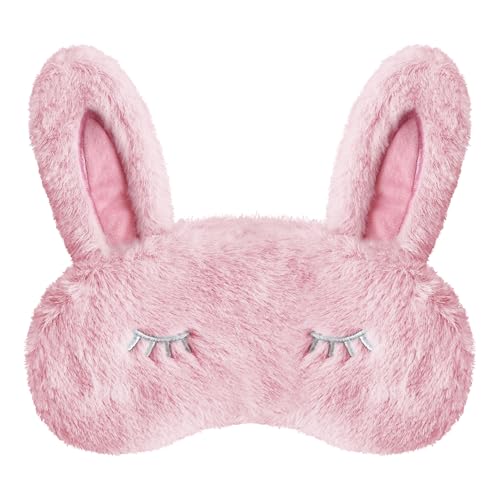 VerteLife Augenmaske für Schlafen, Niedliche Kaninchenohren Augenmaske Flaum Lustige Schlafmaske Kinder Herren Damen Augenbinde Schlafbrille für...