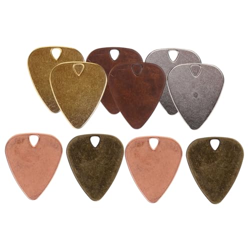 Beaupretty Púas De Guitarra Metálicas 10 Piezas Paquete De Púas Doradas Plateadas Bronce Antiguo Cobre...