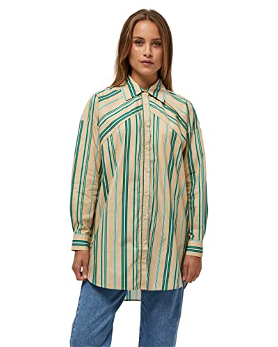 Minus ,Women's ,April Oversize Shirt, 9382 Ivy green stripes ,10