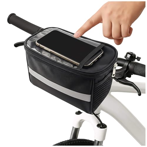 daqoupzi Fahrrad Lenkertasche Fahrradlenker Tasche(20x10x16cm) Lenkertasche Fahrrad Wasserdicht mit Touchscreen-Fenster Reflektoren & Seitentasche Radtasche Lenker