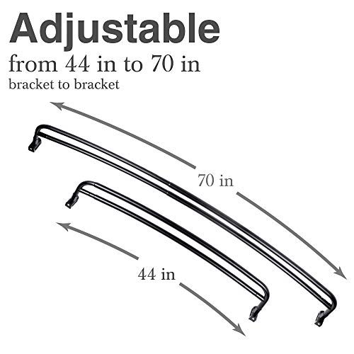 Js Jackson Supplies Double Curved Shower Rod, Metal Construction, Adjustable Between 44 To 70 Inches, Aluminum Rods And Zinc Mounting Hardware, Quality Modern Bathware, Black Finish #TOP2