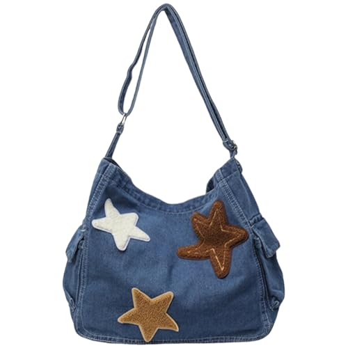 Sac en jean pour femme grand format avec bandoulière étoile tendance Y2K