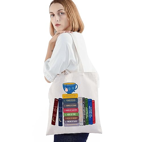 BWWKTOP Bookworm Canvas Tote Bag Night Court Gifts Readers Shoulder Bag Bookish Merchandise
