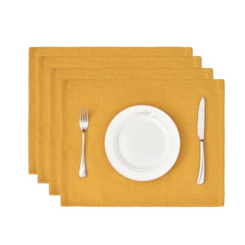 BALCONY & FALCON Rectangle Table Cloth Waterproof Golden Placemats 4pcs