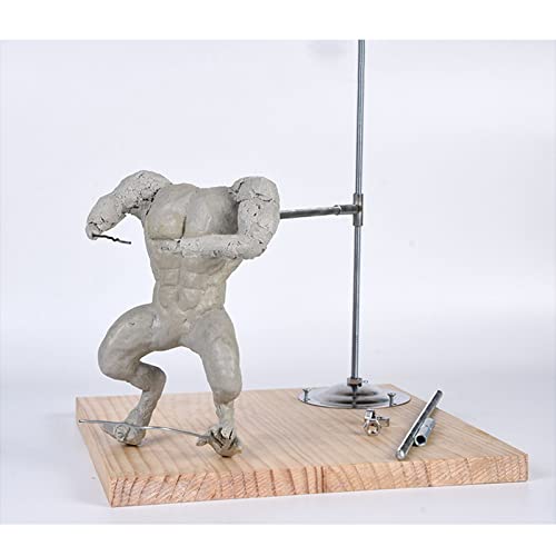 Soporte de arcilla ajustable para esculpir, andamio de escultura de altura ajustable con base de madera y herramientas de tubería de metal para modelado de manualidades