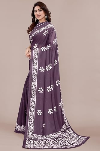Image of MIRCHI FASHION Saree for Woman Chiffon Batik Printed | Lightweight Daily Wear Women's Office Sari with Blouse Piece (Available in 40 Colours)