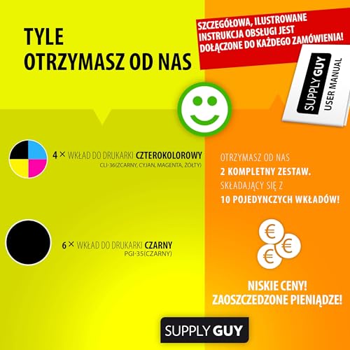 Supply Guy PGI-35 CLI-36 kartridże kompatybilne z Canon PGI35 CLI36 dla Canon Pixma TR150 IP100 IP110-Series MINI-260 MI
