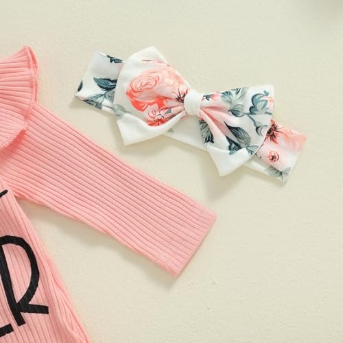 Newborn Baby Girl Clothes Outfits New To The Crew Bodysuit Romper Floral Pants Headband Hat Coming Home Outfit4