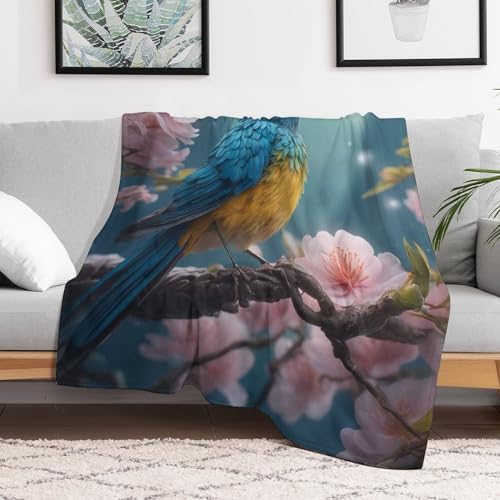 Couverture fleur oiseau chaude pour cocooning sur le canapé - 3