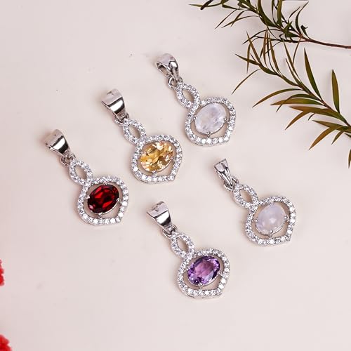Pendentif argent véritable grenat améthyste anti-ternissement - 3