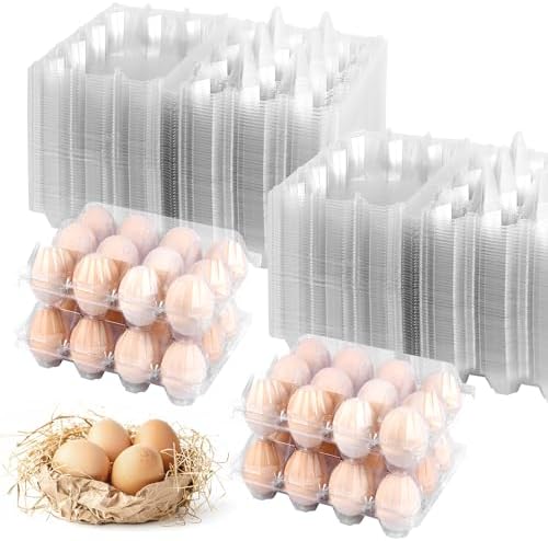Amazon.com: ZHIGLMYD 100 Pack 12 Count Plastic Egg Cartons - Bulk Cheap ...