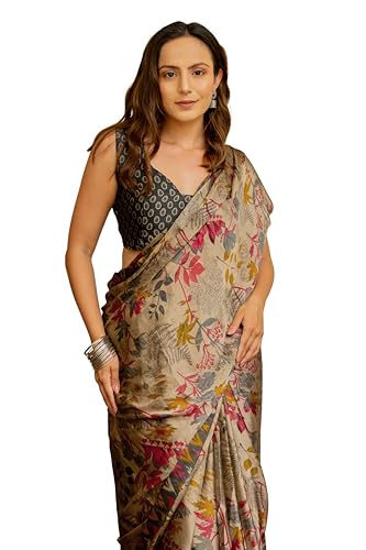 Image of MIRCHI FASHION Saree for Woman Chiffon Floral Printed | Breathable Lightweight Summer Sari for Office and Home Use with Blouse Piece (Available in 20 Colors)