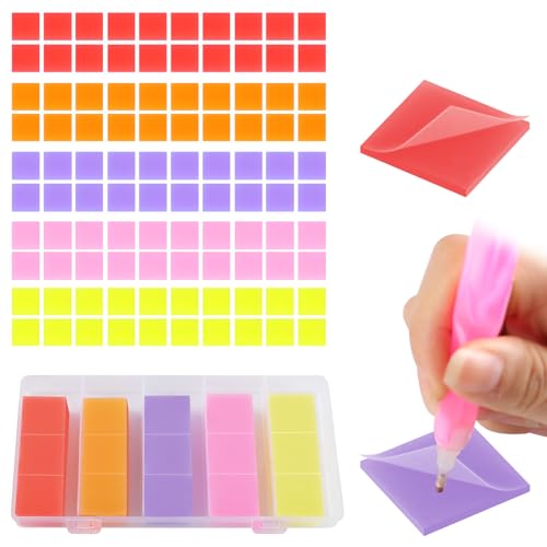 Phinus Diamond Art Wax 100 PCS 5 Different Colors DIY Diamond Painting Wax with Storage Box for Adults and Kids 2x2 cm Glue Wax for Diamond Art Painting