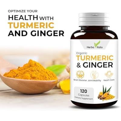 Turmeric and Ginger Capsules| Turmeric Curcumin with Ginger(120 Capsules) 500mg|Best Turmeric with Ginger Supplement|3rd Party Lab Tested
