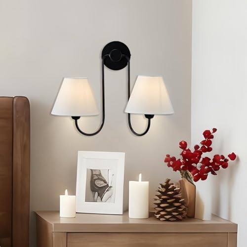 Contemporary Linen Shade Sconce, Stainless Steel White Linen Shade Wall Sconce, Wall Light for Bedroom, Living Room, Entryway, Kitchen,17" W x 16" D x 5" H by Generic - Used condition - Image 2