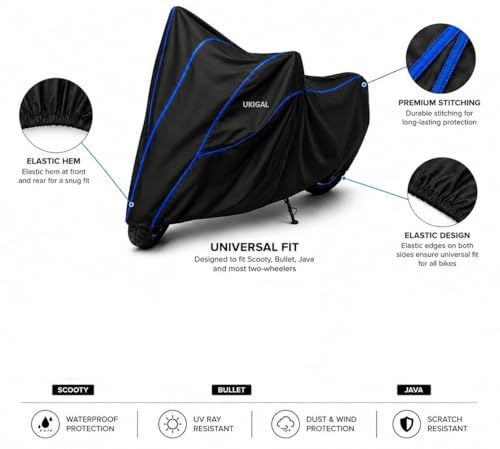 Image of Water Resistant Bike Cover for Scrambler 400 X, Dustproof Motorcycle Cover with UV & Heat Protection, All Weather Indoor Outdoor Use, Universal Fit Rain Cover