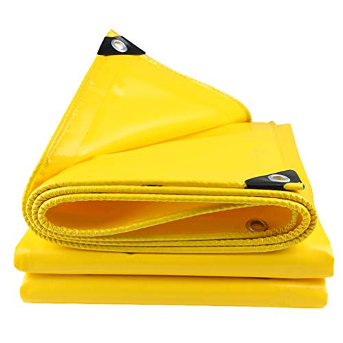 XIAZI PVC-Plane, Strapazierfähiges Gelbes Tarp-Abdecktuch - 100% Wasserdicht, Reißfest, UV-beständig Und Verrottungssichere Plane mit Ösen Und Verstärkten Kanten,5x6m Cover
