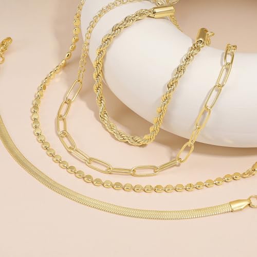 Gold Bracelets for Women, 14K Real Gold Plated Stackable Bracelet Set, Trendy Jewelry for Women, Adjustable Dainty Jewelry Gifts for Women3
