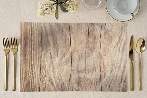 Digibuddha Rustic Wedding Placemat Farmhouse Wedding Natural Wood Grain Look Print 11” X 17” Daily Use Disposable Paper Neutral Place Mats Table Setting Barn #TOP1