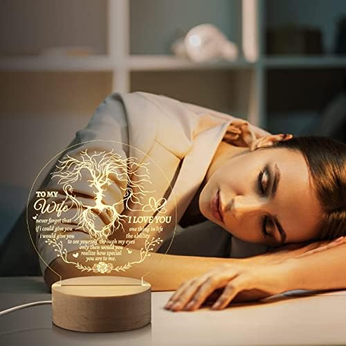 blumuze Wife Gifts, Night Light Lamp Gifts for Wife on Valentine's Birthday Day, Romantic Anniversary Wedding Mother's Day Gifts for Wife from Husband, Presents for Wife, Valentine Gifts for Her