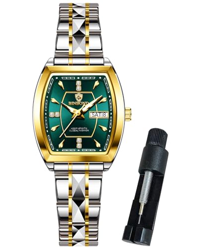 Square Watches for Women Analog Quartz Day Date Ladies Wrist Watch Diamond Stylish Stainless Steel Dress Womens Watch Elegant Luminous Waterproof