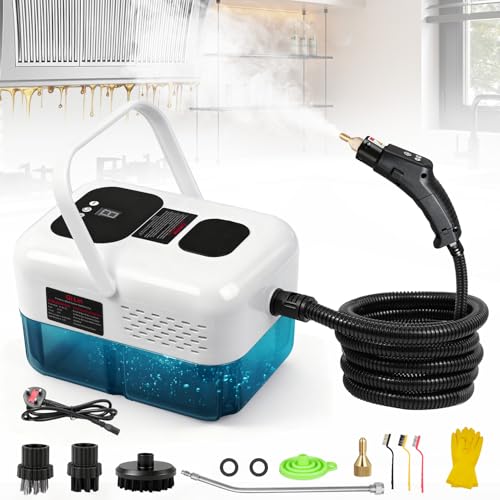 Worshow Nettoyeur vapeur 2500 W, nettoyeur vapeur réglable en 9 étapes, appareil manuel avec réservoir de 1,2 l et 3 têtes de brosse pour nettoyer les...